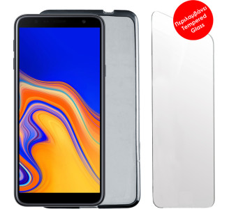 Volte-Tel Combo Samsung J4 Plus (J415) Tempered 0.30+Slimcolor TPU Θήκες Κινητών Grey