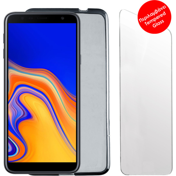 Volte-Tel Combo Samsung J4 Plus (J415) Tempered 0.30+Slimcolor TPU Θήκες Κινητών Grey