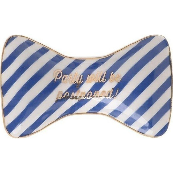 INART Πιατάκι Κεραμικό "Bowknot" Λευκό/Μπλε 3-70-146-0322
