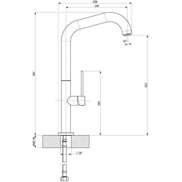 Carron Phoenix Tozo 48510 Ψηλή Μπαταρία Κουζίνας Πάγκου Ασημί