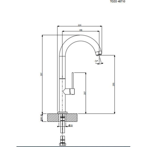 Carron Phoenix Tozo 48710-100 Ψηλή Μπαταρία Κουζίνας Πάγκου Ασημί
