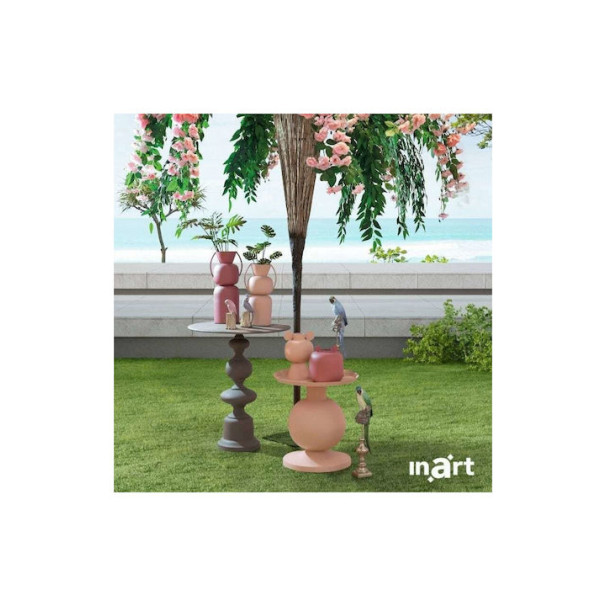 INART Βάζο Μεταλλικό Μπεζ/Ροζ 3-70-285-0093