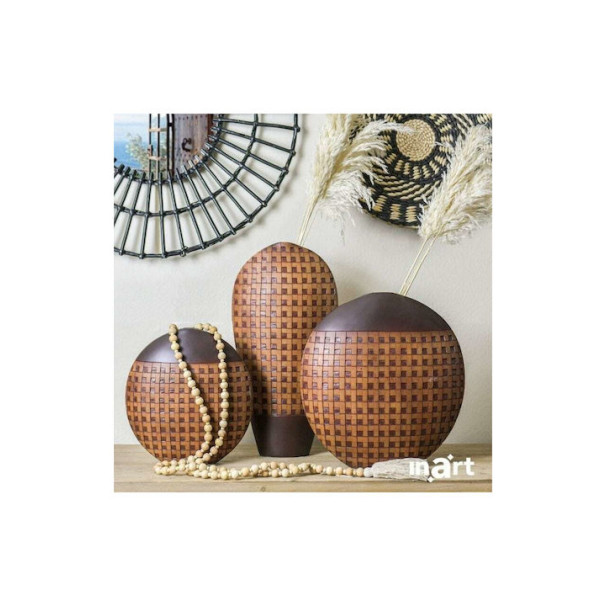 INART Βάζο Resin Καφέ 3-70-932-0123