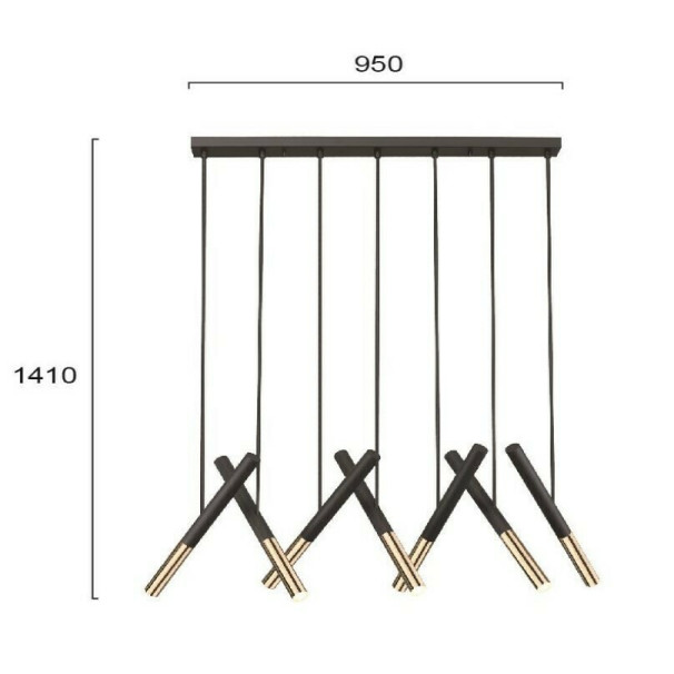 VIOKEF BALLET 4265400 Κρεμαστό Φωτιστικό LED με Θερμό Λευκό Φως Ράγα Μαύρο